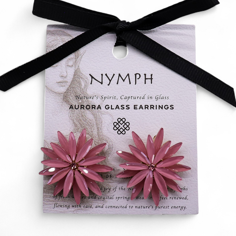 Rose Quartz - Vintage Glass - Flowers - Earrings