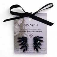 Jet Black - Vintage Glass - Fairies - Earrings