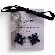 Jet Black - Vintage Glass - Flowers - Earrings