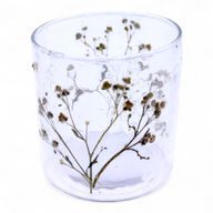 Natural Floral Glass - Straight Candle Holder - Daisy  - (8x8cm)