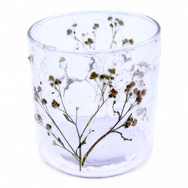 Natural Floral Glass - Straight Candle Holder - Daisy - (8x8cm)