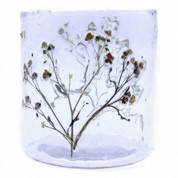 Natural Floral Glass - Straight Candle Holder - Daisy - (8x8cm)