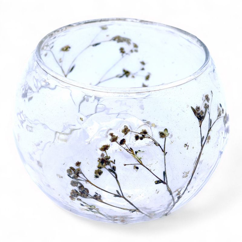 Natural Floral Glass - Bowl Candle Holder - Daisy - (8x10cm)