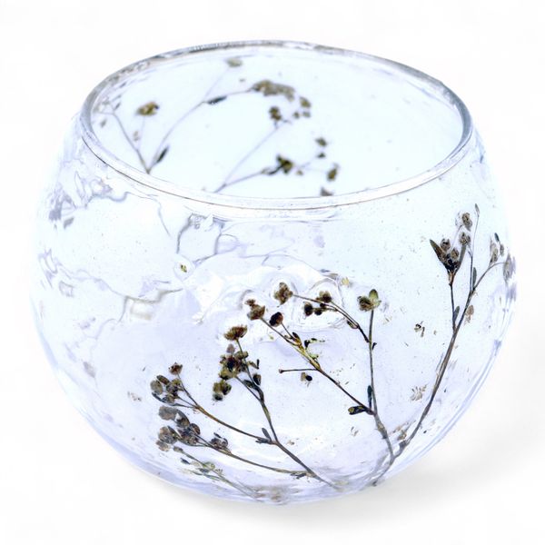 Natural Floral Glass - Bowl Candle Holder - Daisy - (8x10cm)