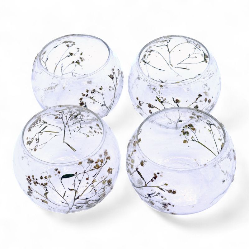 Natural Floral Glass - Bowl Candle Holder - Daisy - (8x10cm)