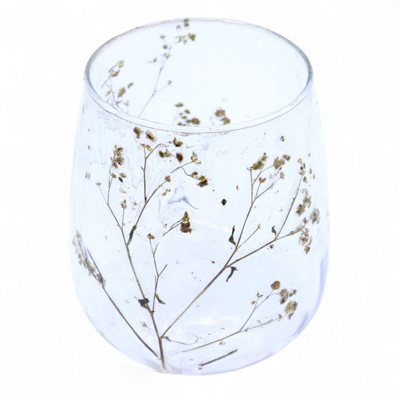 Natural Floral Glass - Vase Candle Holder - Daisy - (12x11cm)
