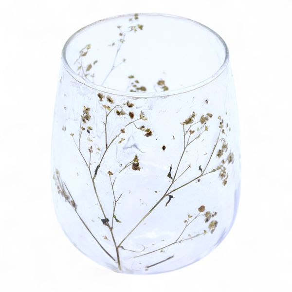 Natural Floral Glass - Vase Candle Holder - Daisy - (12x11cm)