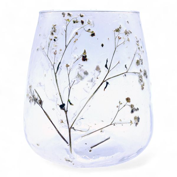 Natural Floral Glass - Vase Candle Holder - Daisy - (12x11cm)