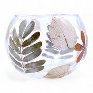 Natural Floral Glass - Bowl Candle Holder - Spring - (8x10cm)