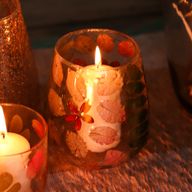 Natural Floral Glass - Vase Candle Holder - Spring - (12x11cm)