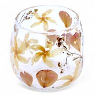 Natural Floral Glass - Straight Candle Holder - Rose - (8x8cm)