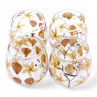 Natural Floral Glass - Straight Candle Holder - Rose - (8x8cm)