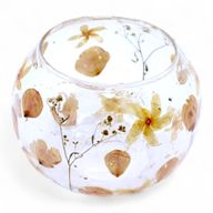 Natural Floral Glass - Large Bowl Candle Holder - Rose - (12x13cm)