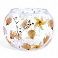 Natural Floral Glass - Large Bowl Candle Holder - Rose - (12x13cm)
