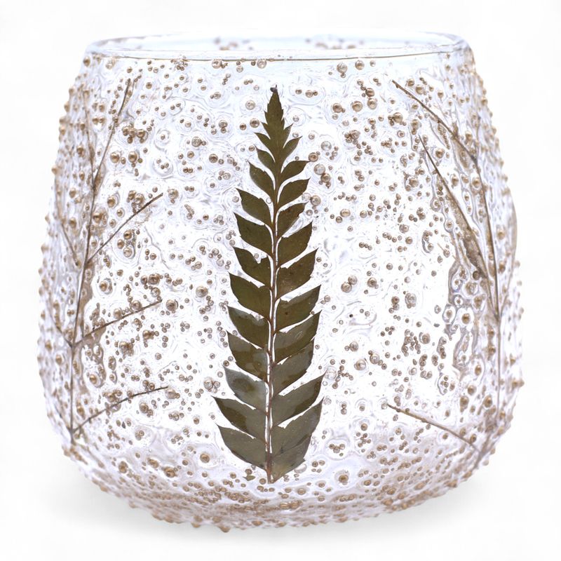 Natural Floral Glass - Straight Candle Holder -  Pine - (10x9cm)