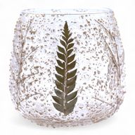 Natural Floral Glass - Straight Candle Holder -  Pine - (10x9cm)