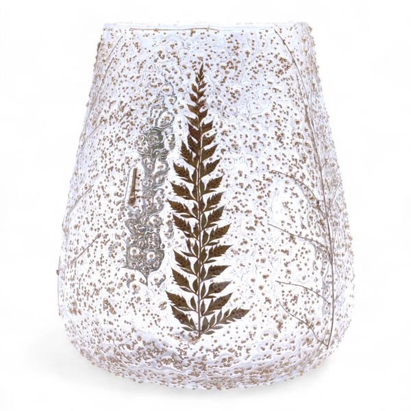 Natural Floral Glass - Large Bowl Candle Holder - Pine - (15x12cm)
