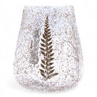 Natural Floral Glass - Large Bowl Candle Holder - Pine - (15x12cm)