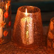 Natural Floral Glass - Large Bowl Candle Holder - Pine - (15x12cm)