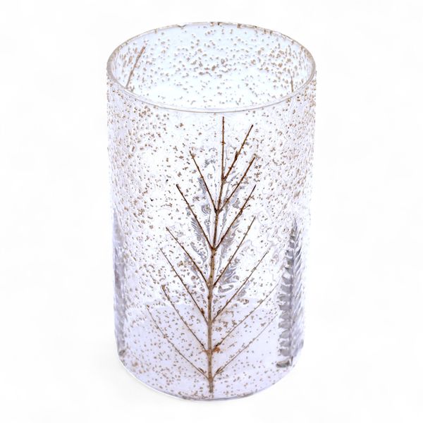 Natural Floral Glass - Tall Vase Candle Holder - Pine - (19x11cm)