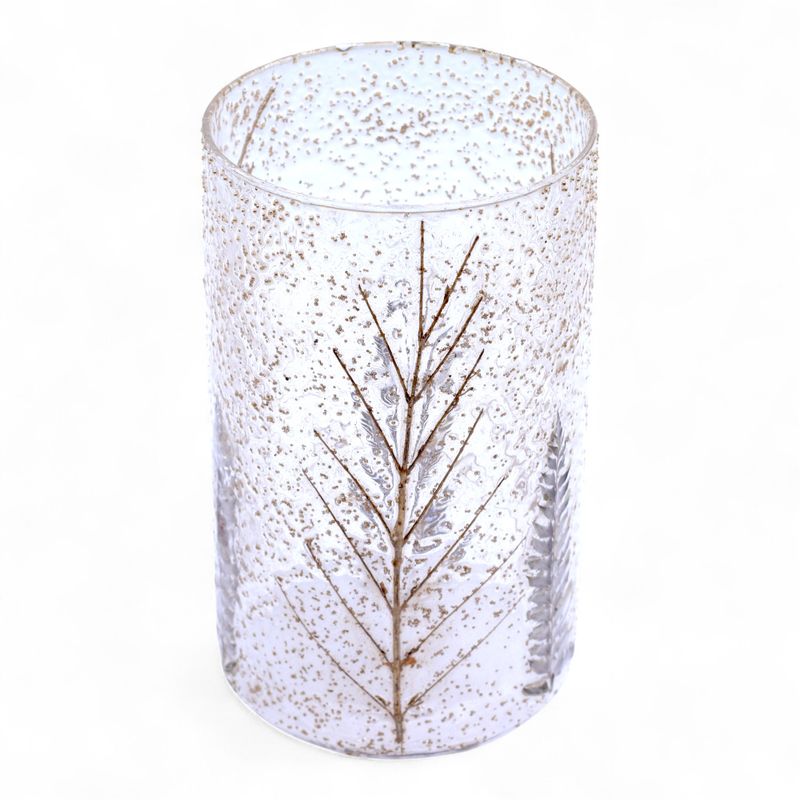 Natural Floral Glass - Tall Vase Candle Holder - Pine - (19x11cm)