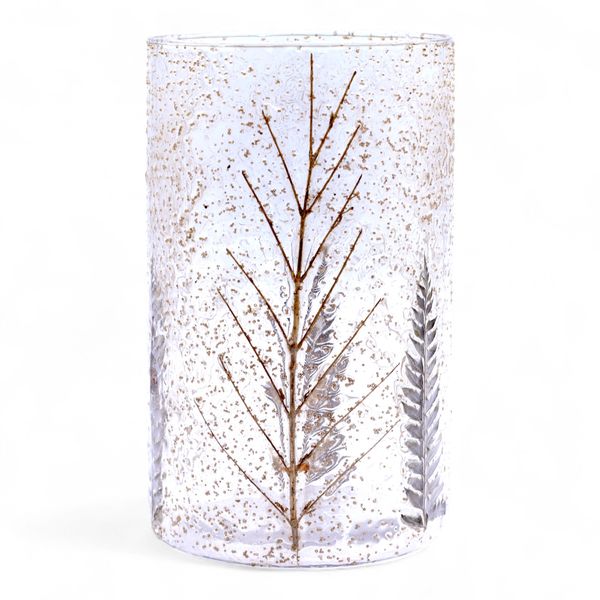 Natural Floral Glass - Tall Vase Candle Holder - Pine - (19x11cm)