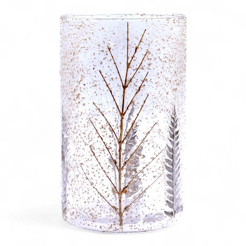 Natural Floral Glass - Tall Vase Candle Holder - Pine - (19x11cm)