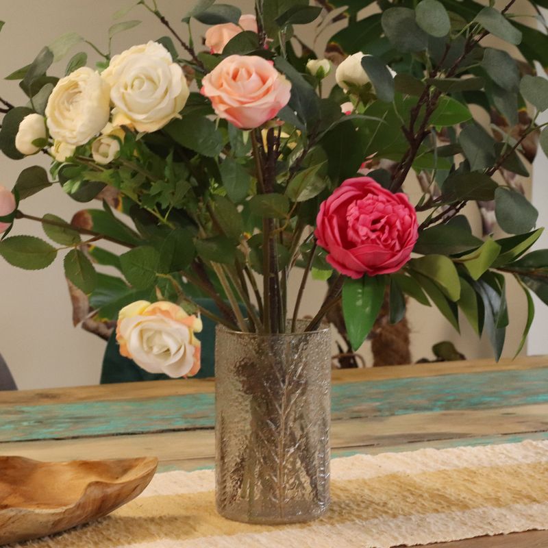 Natural Floral Glass - Tall Vase Candle Holder - Pine - (19x11cm)