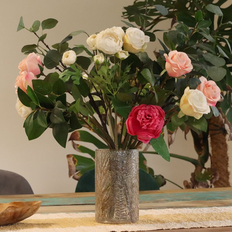 Natural Floral Glass - Tall Vase Candle Holder - Pine - (19x11cm)