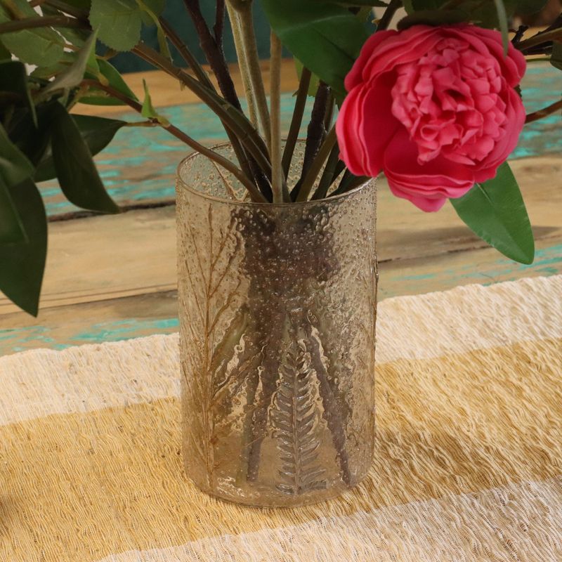 Natural Floral Glass - Tall Vase Candle Holder - Pine - (19x11cm)