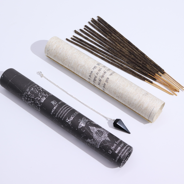Ancient Witch Tube of Spells Incense - Success - Black Obsidian Pendulum