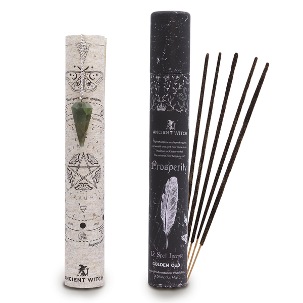 Ancient Witch Tube of Spells Incense - Prosperity - Aventurine Pendulum