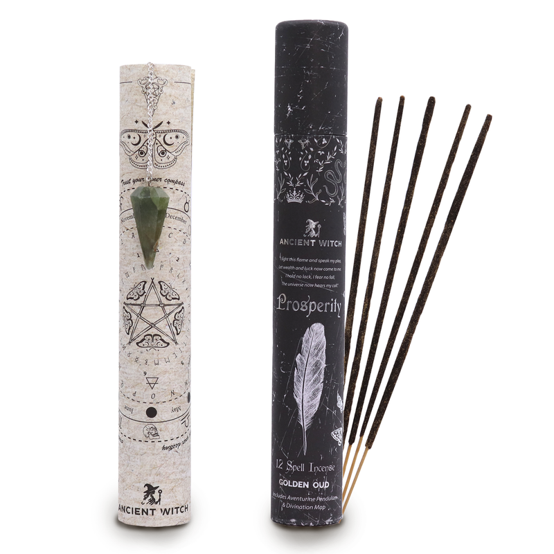Ancient Witch Tube of Spells Incense - Prosperity - Aventurine Pendulum