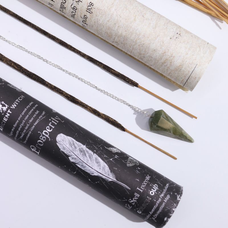 Ancient Witch Tube of Spells Incense - Prosperity - Aventurine Pendulum