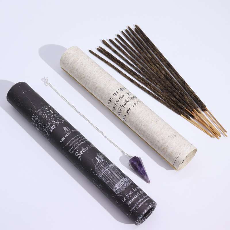 Ancient Witch Tube of Spells Incense - Seduction - Amethyst Pendulum