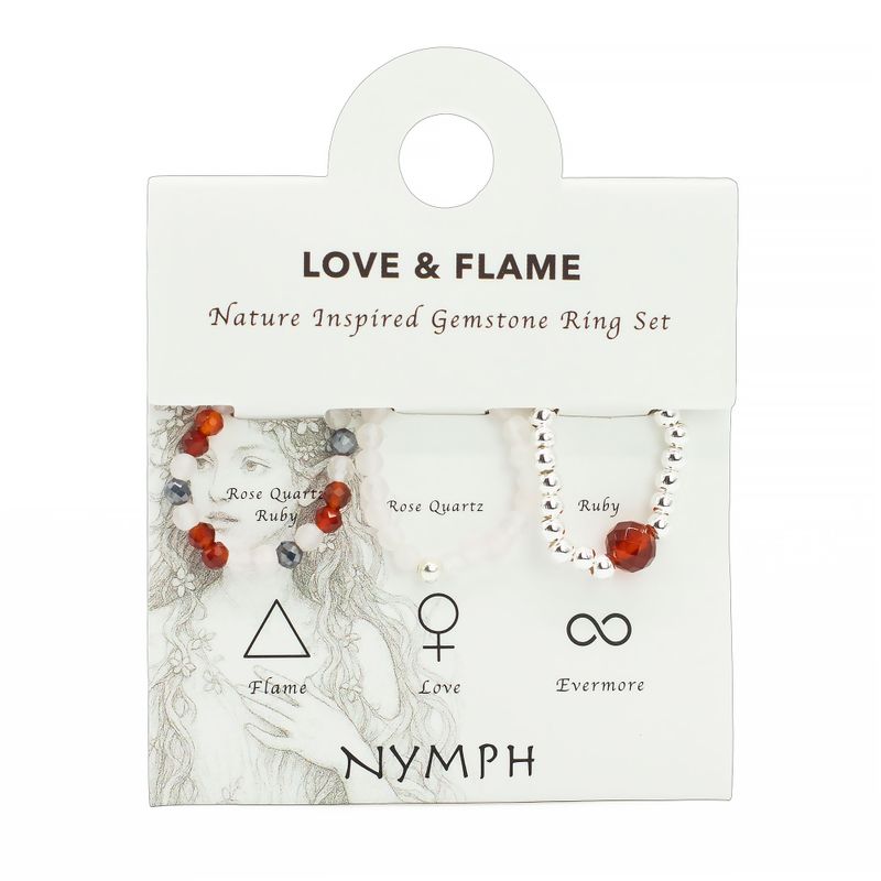 Nymph Spirit Gemstone Ring Set - Love & Flame
