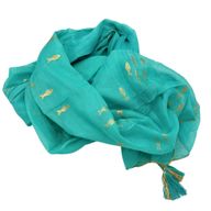 Nomad Sari - Pareo - Turquoise & Gold Fish Design