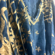 Nomad Sari - Kaftan - Sea Blue & Gold Coral Design