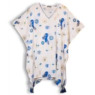 Nomad Sari - Kaftan - White , Blue & Gold Evil Eye Design