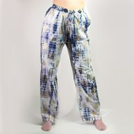 (ML) Nomad Sari - Lounge Pants - Gold & Blue Greek Motiff - Handpainted