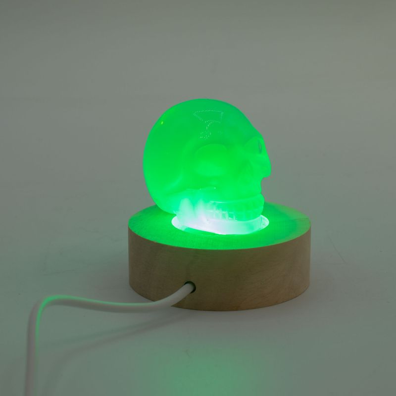 6cm Round Wooden USB LED Stand - Multi Colour