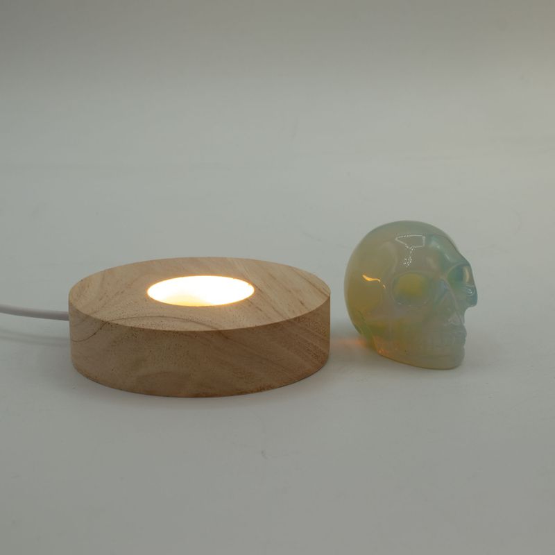8cm Round Wooden USB LED Stand - Cool/Warm/Daylight