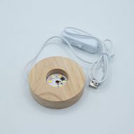 8cm Round Wooden USB LED Stand - Cool/Warm/Daylight