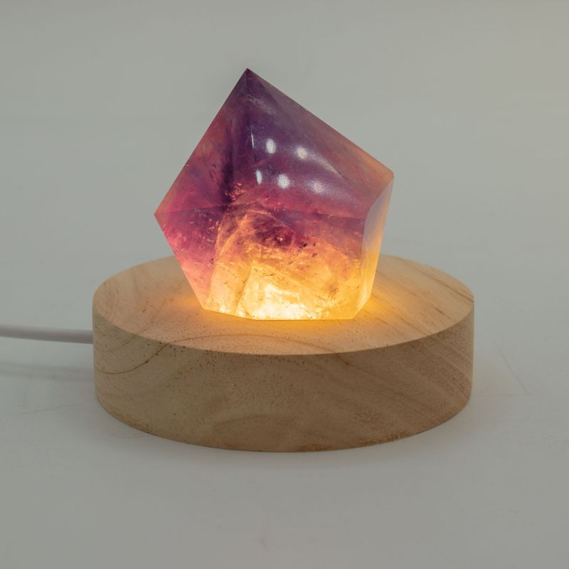 8cm Round Wooden USB LED Stand - Cool/Warm/Daylight