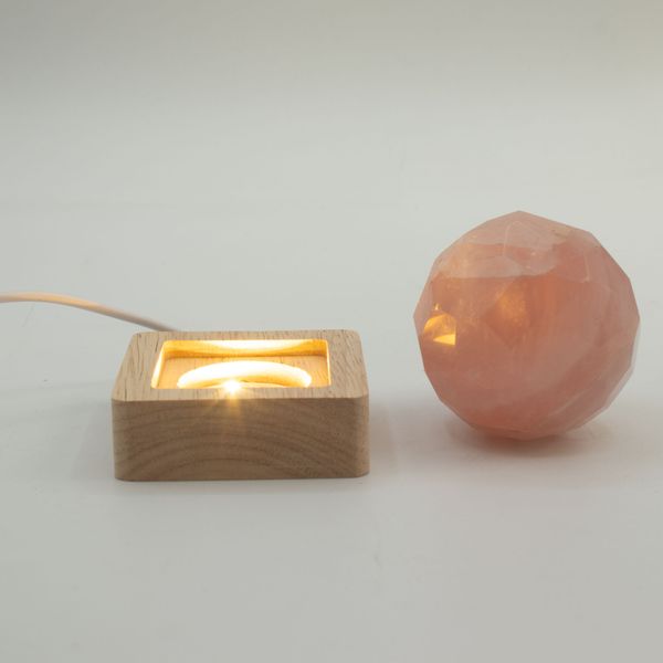6cm Square Wooden USB LED Stand - Cool/Warm/Daylight