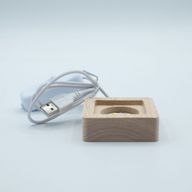 6cm Square Wooden USB LED Stand - Cool/Warm/Daylight
