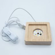 8cm Square Wooden USB LED Stand - Cool/Warm/Daylight