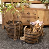 Banana Leaf & Seagrass Large Baskets - Natural Browns- Set of 3
