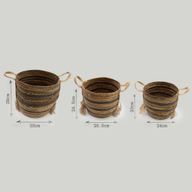 Banana Leaf & Seagrass Large Baskets - Natural Browns- Set of 3