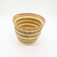 Seagrass & Straw Vase Shaped Baskets - Natural Yellow & Green - Set of 3